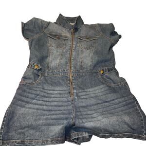 New  celebrity pink demin romper Size xxxl